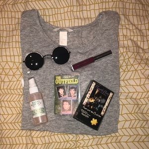 H&M Size Large Gray Top with White Tassels